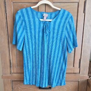 Chicos Blue Striped Women's Top Size L